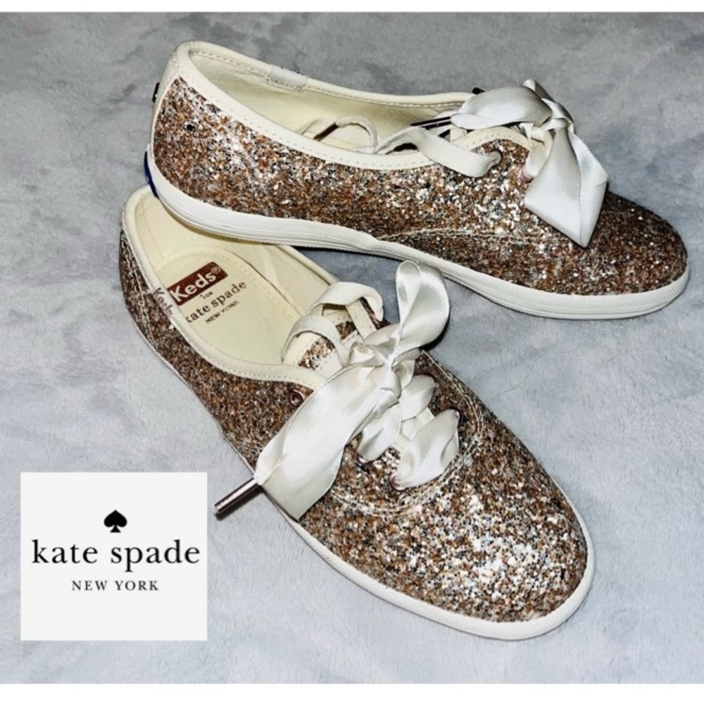 KATE SPADE X KEDS Glitter Sneakers sz 5 LIKE NEW!